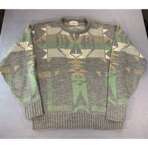 Vintage 80s/90s JJ Cochran Mens Large Acrylic Abstract Sweater Made in USA Sz S